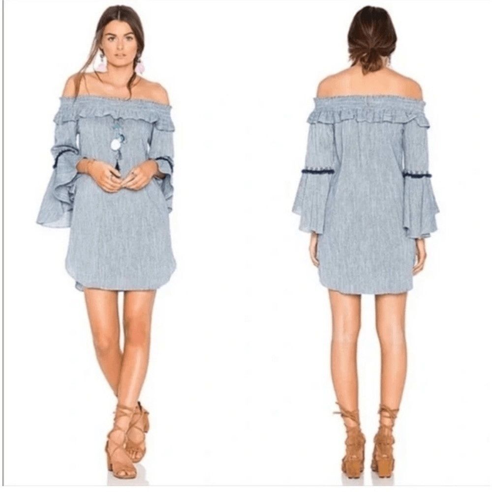 Misa Los Angeles Vanessa Denim Off Shoulder Mini Dress